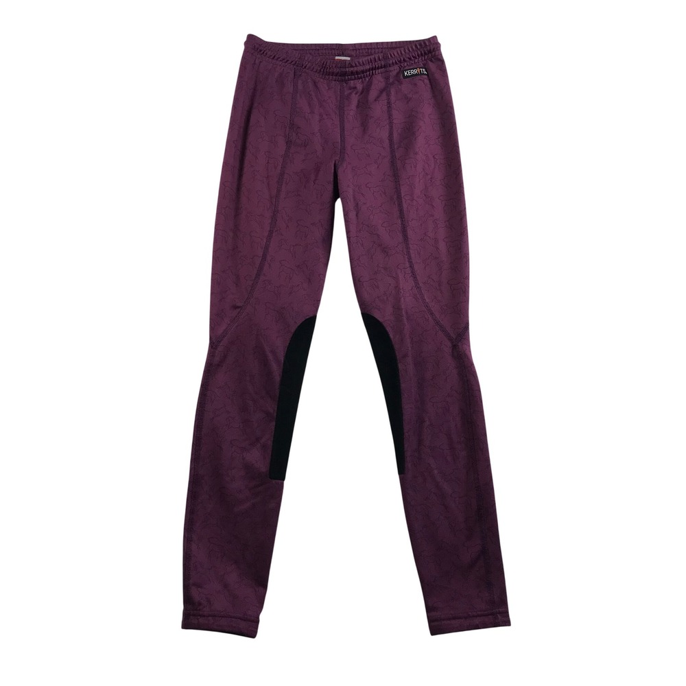 Kerrits Purple Horse Print Equestrian Riding Tights Knee Patch Pants Large